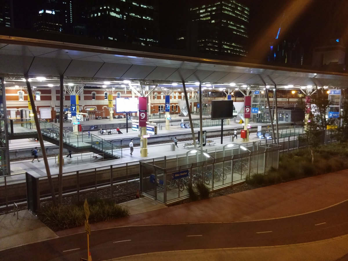 Perth railway station at night, Perth, Australia, 2018