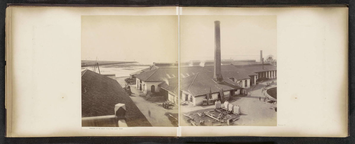 EU: Panorama of six sheets taken from clock tower (1890), Singapore, Singapore, 1890