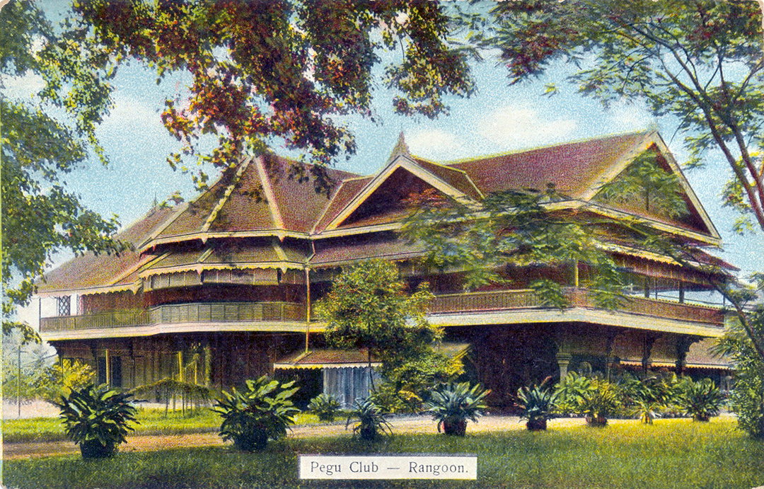 Pegu Club postcard, Yangon, Myanmar, 1910