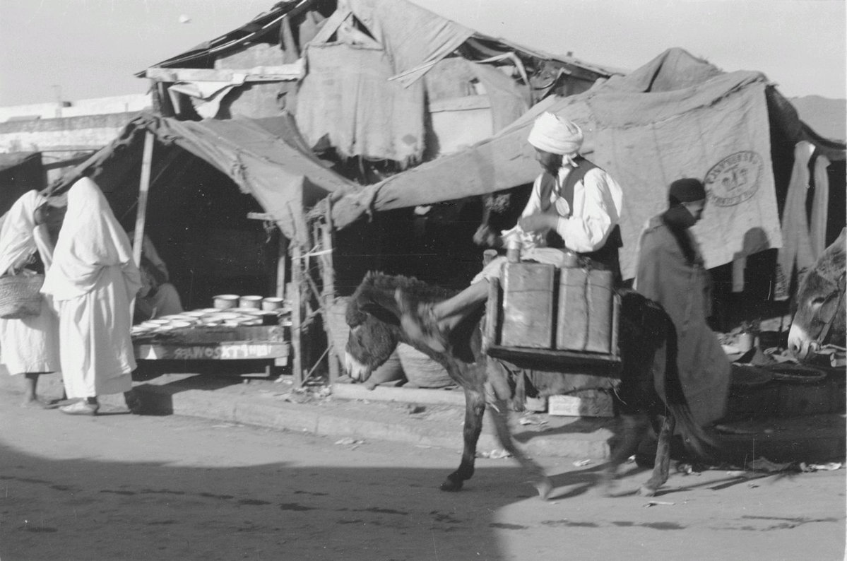 EU: Reisefotos Marokko. Basar mit Maultierreiter? (vielleicht in Casablanca) (1939), Casablanca, Morocco, 1939