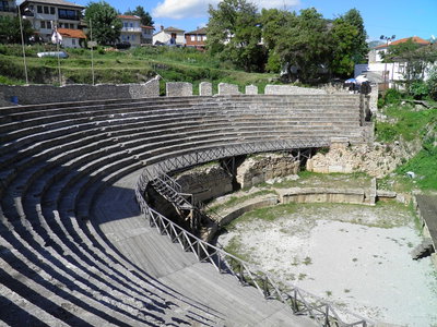 Greek Theatre built in 200 BC, Lychnidos, Ohrid, Republic of Macedonia FYROM, Ohrid, 2012