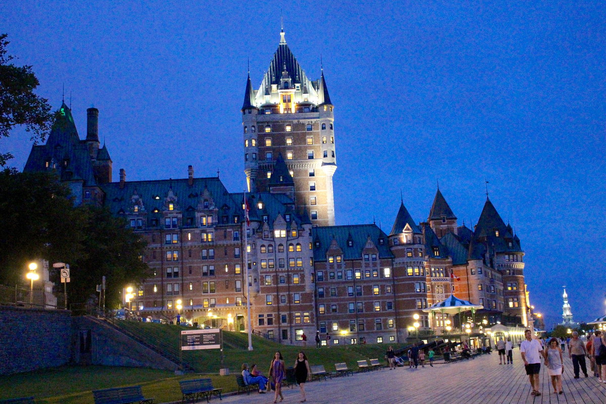 Château Frontenac at dusk, Quebec City, Canada, 2016