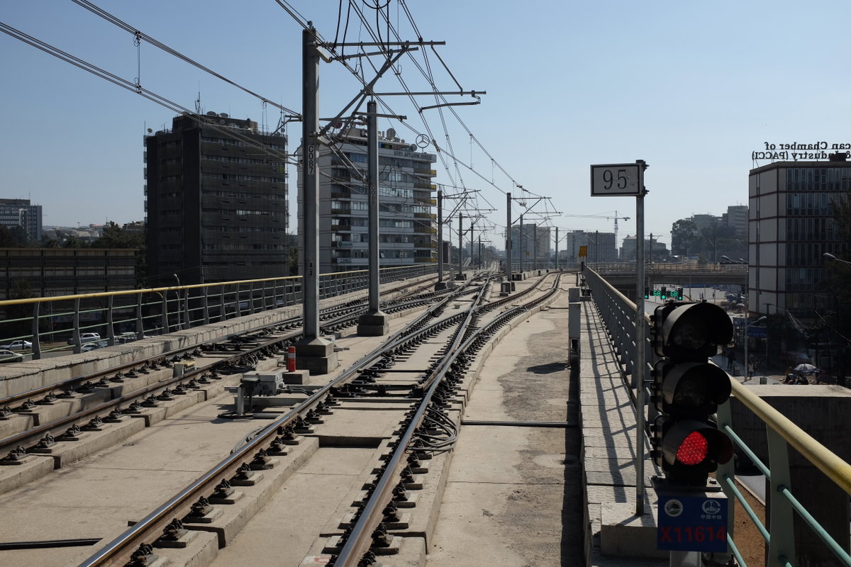 Addis Ababa Light Rail tracks, Addis Ababa, Ethiopia, 2015