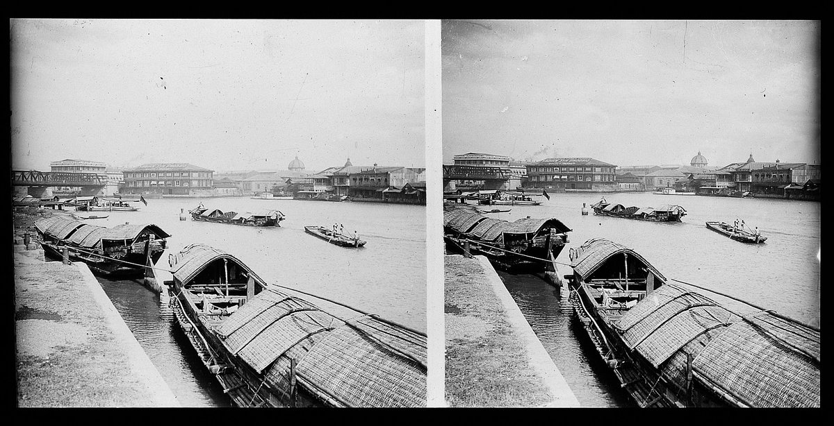EU: Sampan boats on the Pasig River near Manila (1913), Manila, Philippines, 1913