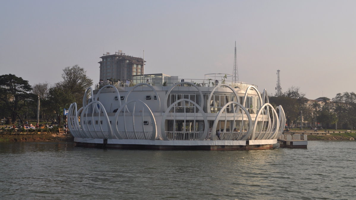 Lotus flower building, Perfume River, Hue, Hue, Vietnam, 2012
