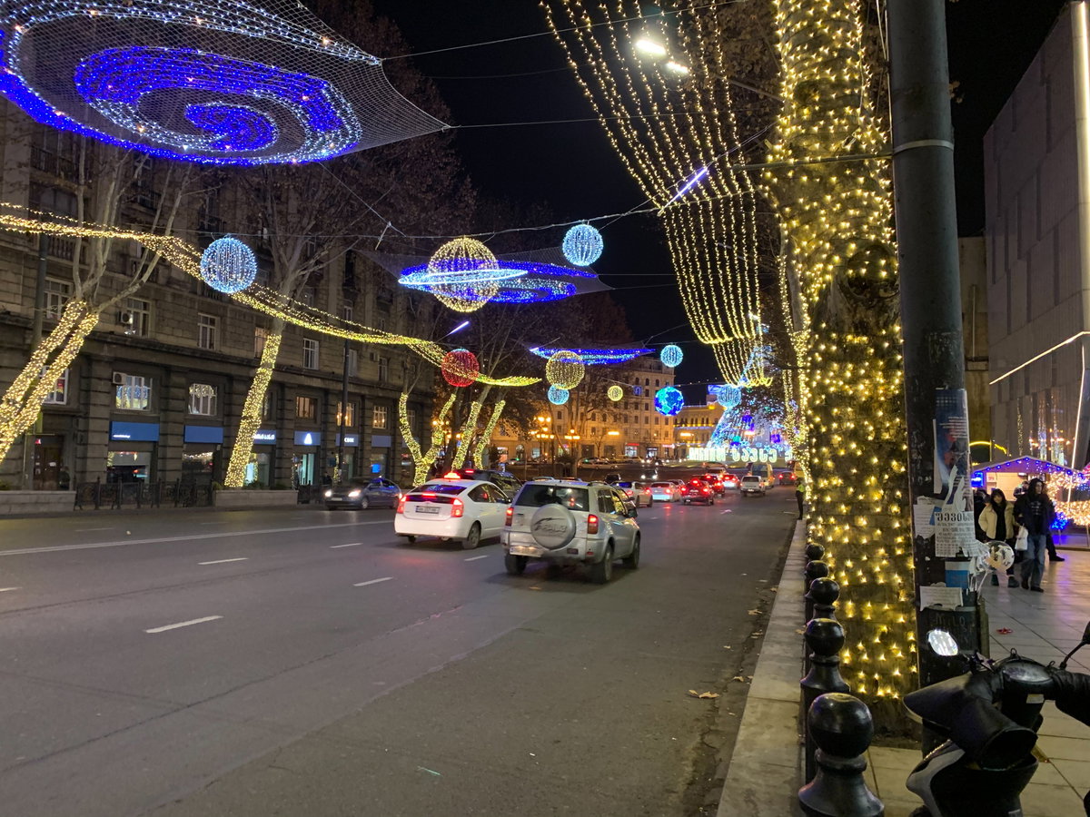 New Year decorations at Rustaveli Avenue, Tbilisi, Tbilisi, Georgia, 2020