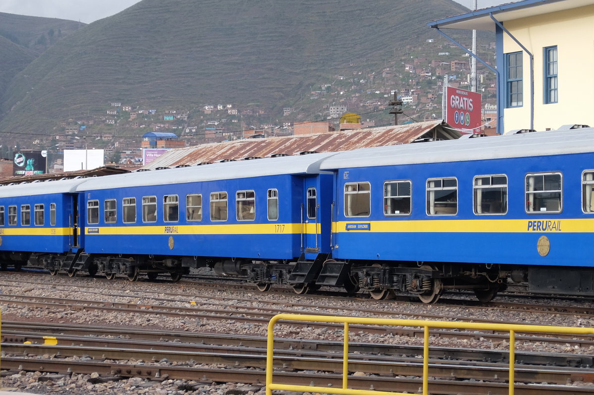 Narrow gauge rail vehicles of PeruRail, Cusco, Peru, 2017