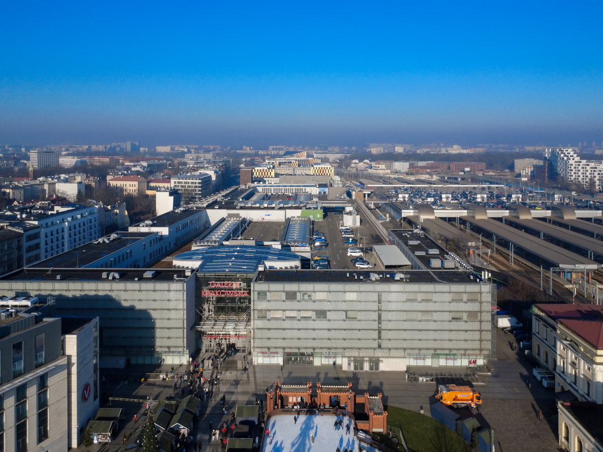Galeria Krakowska, from the Jan Nowak-Jeziorański Square (aerial view, 2025), Kraków, Poland, 2025