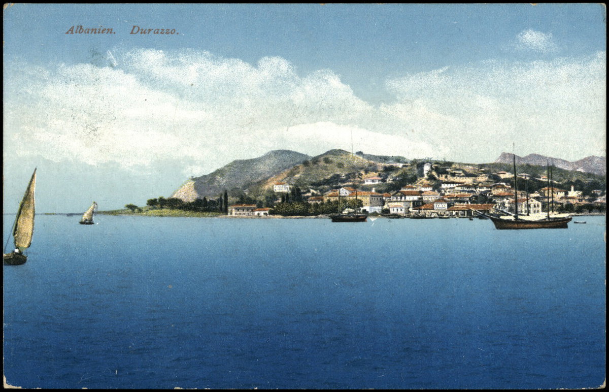 View of Durrës from the Adriatic Sea (postcard)(AK092 074), Durrës, Albania, 1914