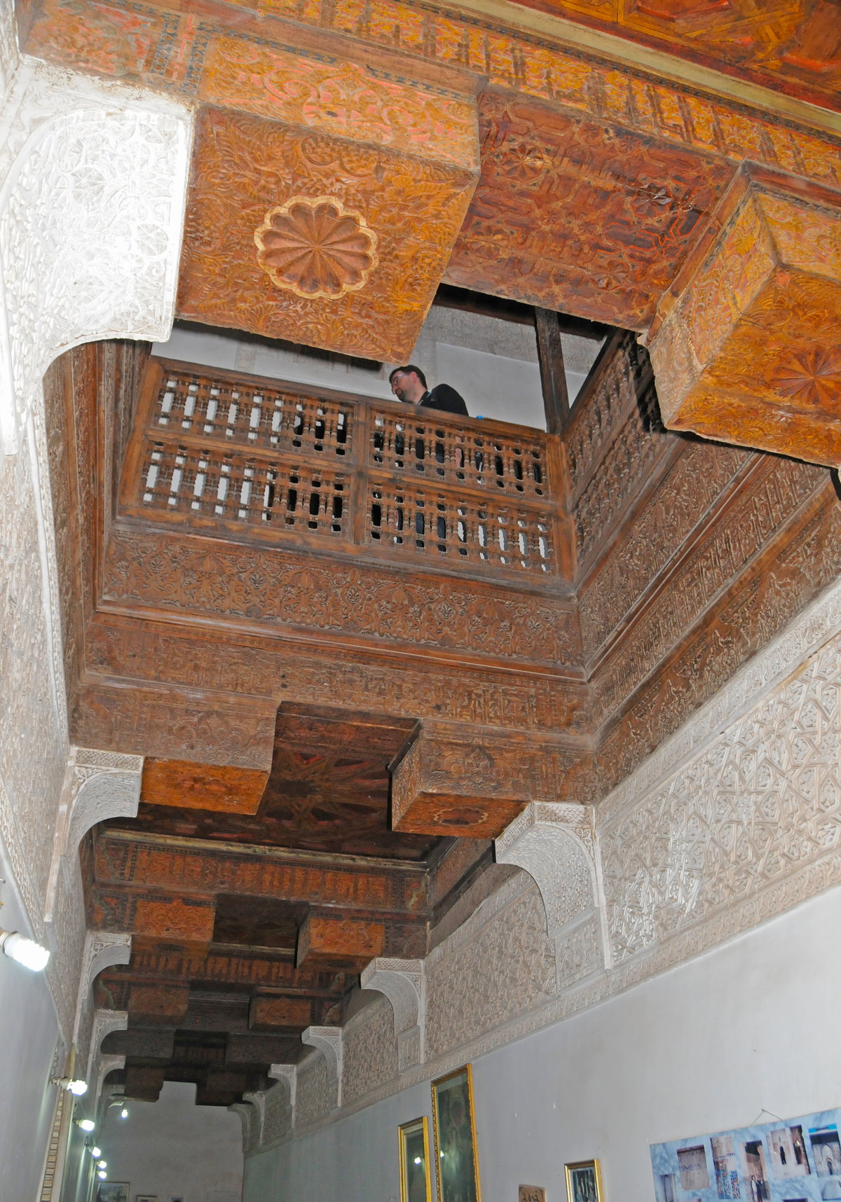 Cedar wood carved balconies at the Ben Youssef Madrassa, Marrakech, Morocco, Marrakech, Morocco, 2012