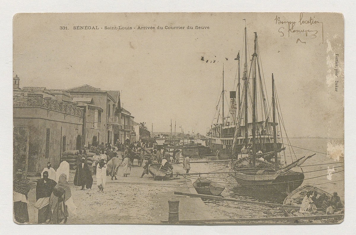 Arrival of the river mail, Saint-Louis, Saint-Louis, Senegal, 1906