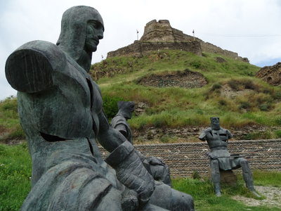 Statues with Hilltop Castle - Gori - Georgia, Gori, 2015