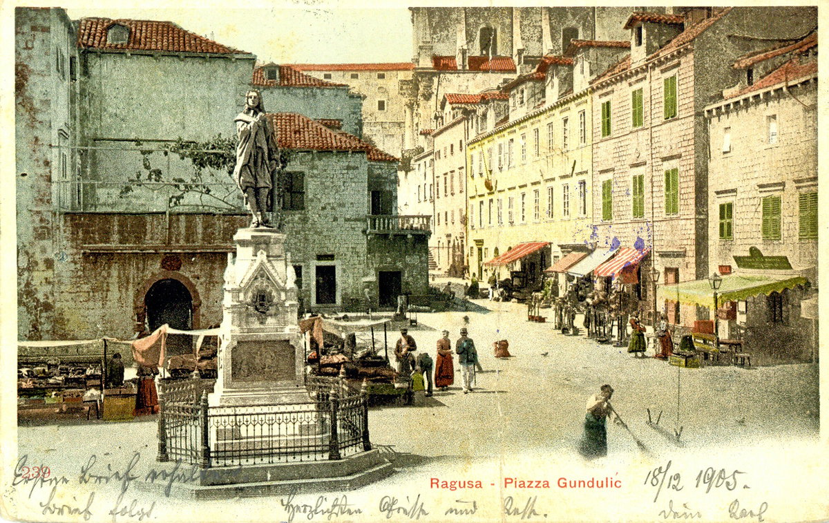 EU: Ragusa : Piazza Gundulic (1905), Dubrovnik, Croatia, 1905