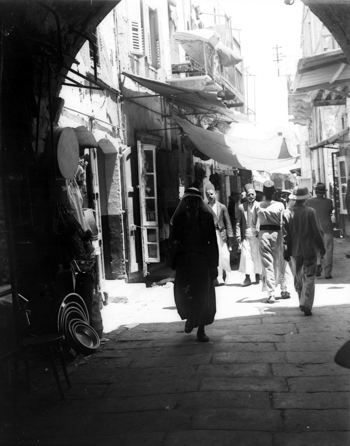 A NARROW STREET IN DOWNTOWN HAIFA. סמטה צרה בעיר, Haifa, Israel, 1934