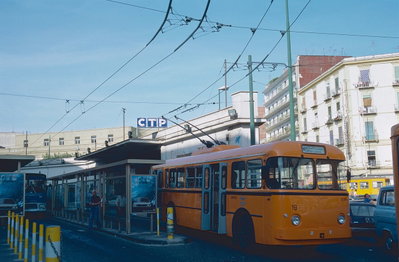 CTP Alfa Romeo trolleybus 19 at Porta Capuana terminal, Naples, 1985