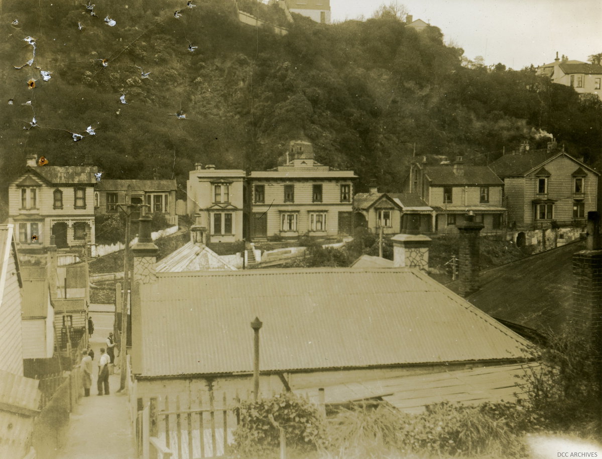 Buildings on Maclaggan Street, Dunedin, New Zealand, 1937