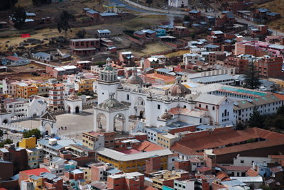 Copacabana - pohled z Cerro Calvario na katedrálu, Copacabana, 2008