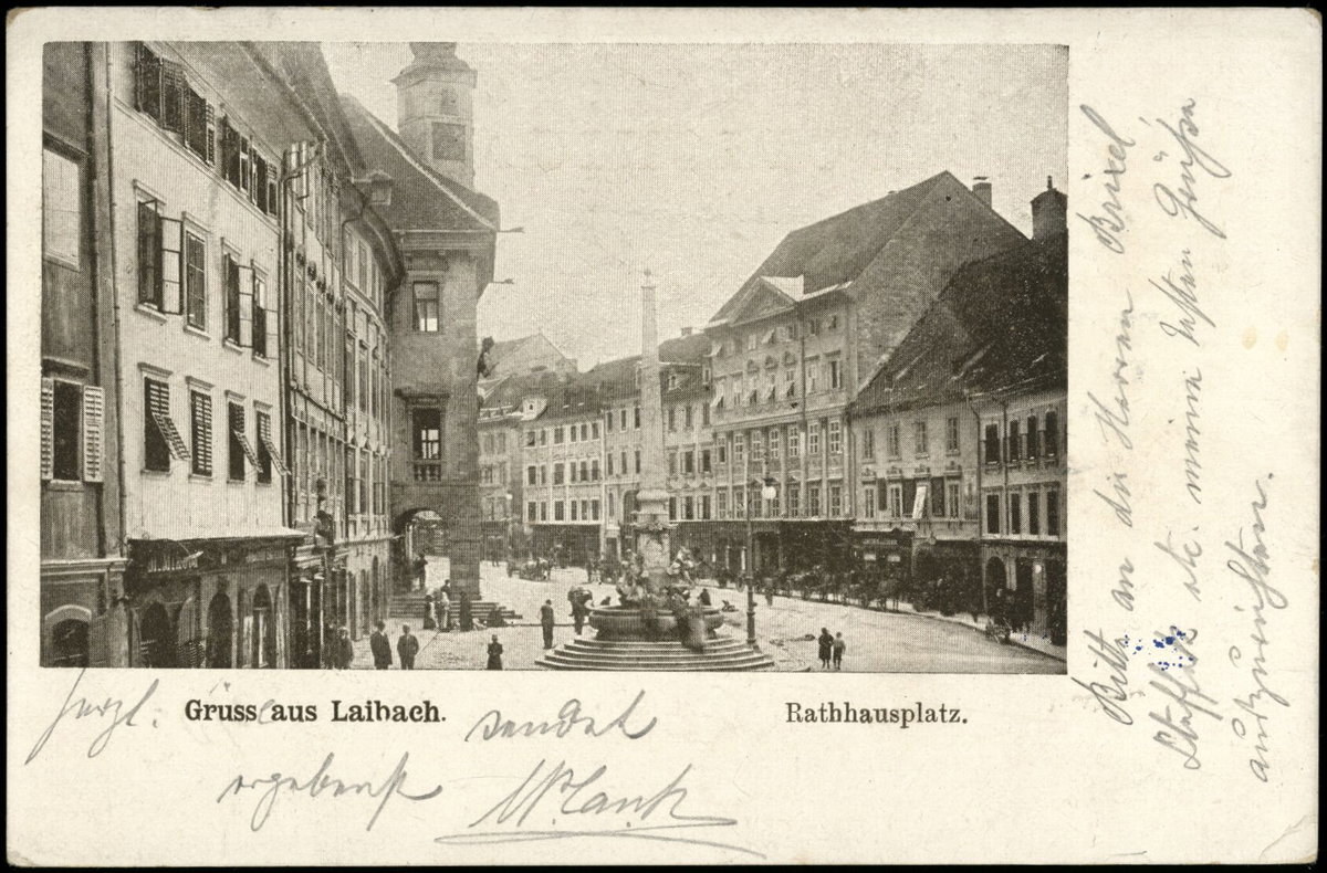 Postcard of Town Square in Ljubljana, Ljubljana, Slovenia, 1900