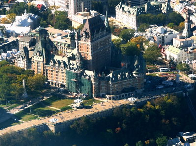 Château Frontenac vu en avion, Quebec City, 2013