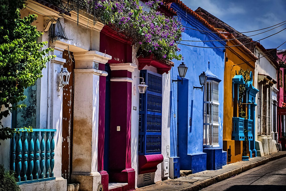 A Colorful Side Street View Cartagena Postcards, Cartagena, Colombia, 2016