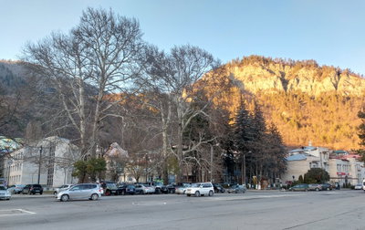 Shota Rustaveli Street, Borjomi, Georgia. View towards the Borjomi Museum, Borjomi, 2023