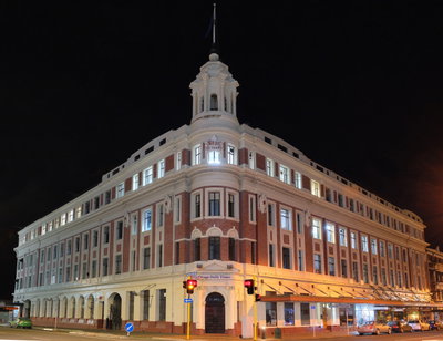 Allied Press building at night, Dunedin, 2023