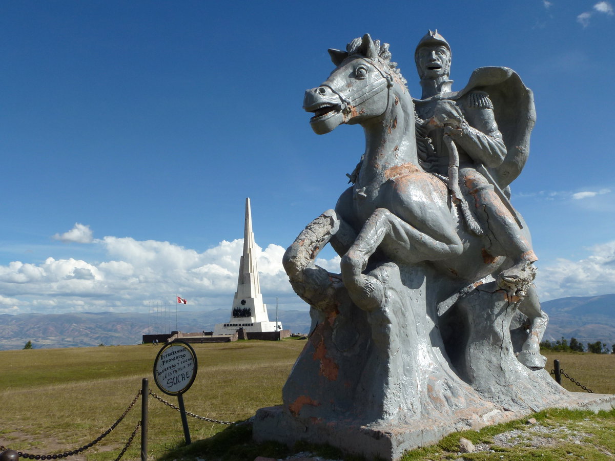 Statue of independence hero José Antonio de Sucre in near Quinua, Ayacucho, Peru, Ayacucho, Peru, 2012