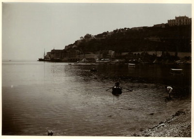 EU: PORTO DI MONACO. MONACO, IL PORTO VISTO DALLA SPIAGGIA (1901), Monaco, 1901