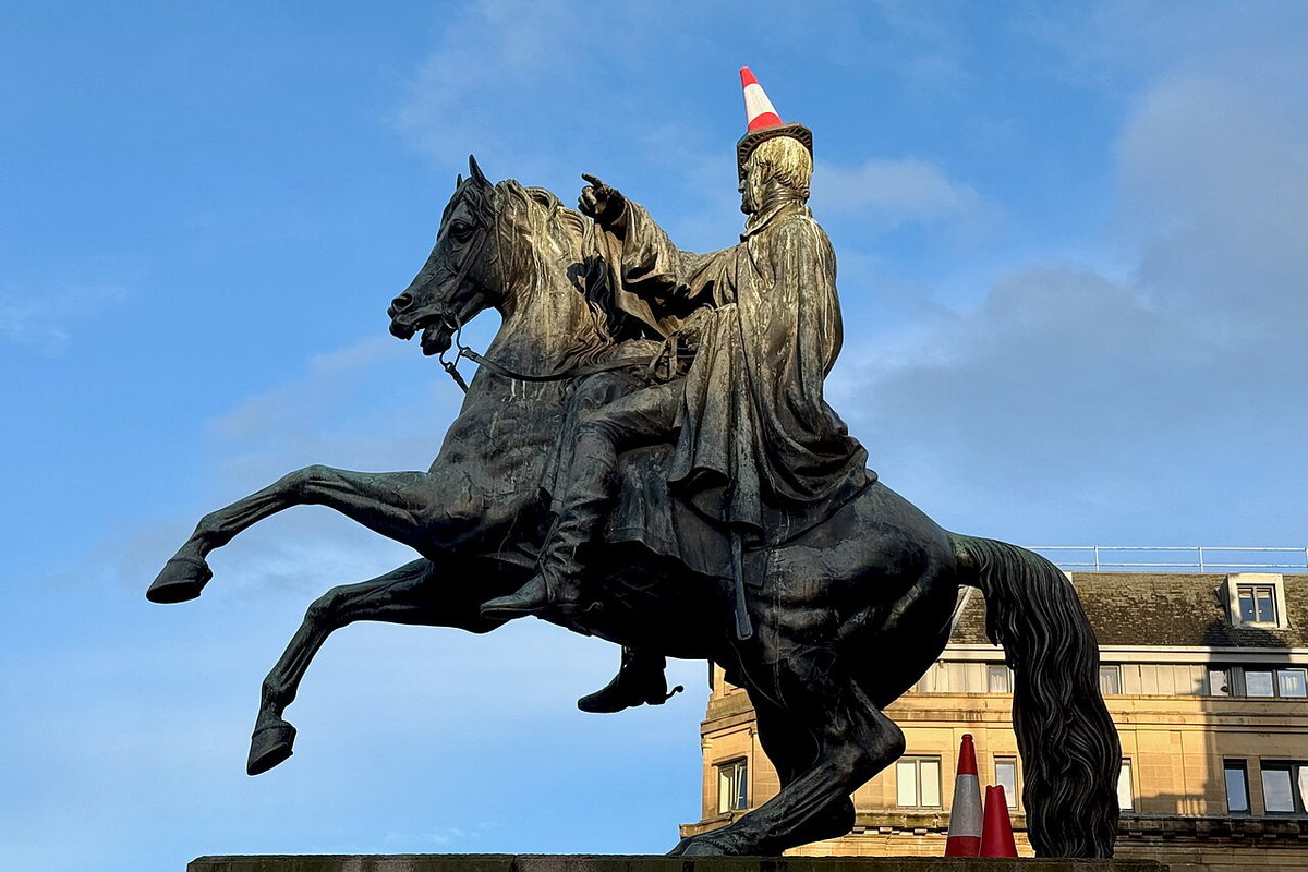 Duke of Wellington statue, Edinburgh - traffic cone hat, Edinburgh, United Kingdom, 2025