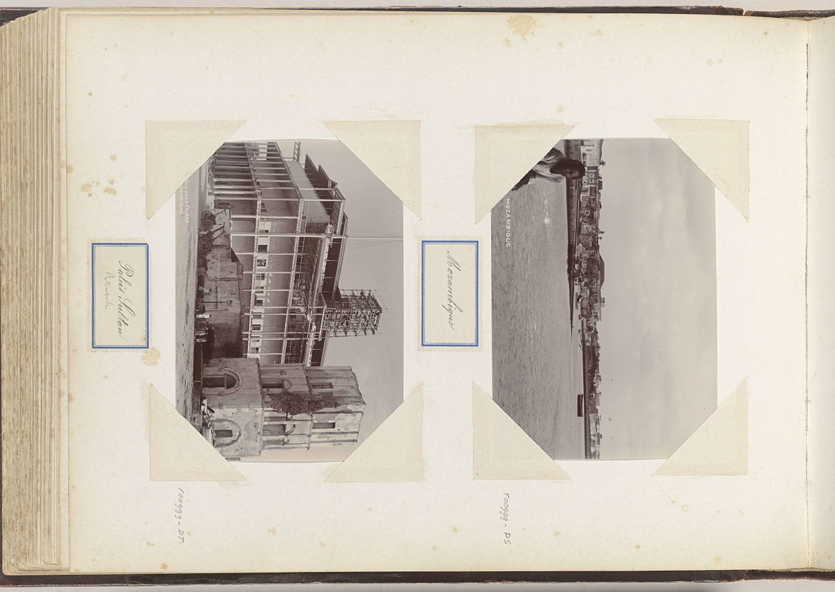 EU: Exterieur van het beschadigde paleis van de sultan van Zanzibar (1897), Stone Town, Zanzibar, Tanzania, 1897