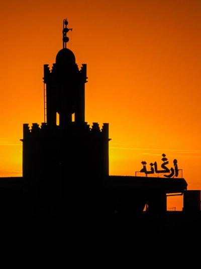 Sunset behind Mosque, Marrakesh, Morocco, Marrakech, 2010