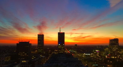 A Warsaw skyline at dusk, Warsaw — photos through time