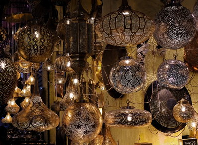 Oriental hanging lanterns. Souk Haddadine, Marrakech Medina (سوق الحدادين مراكش), Marrakesh, 2024