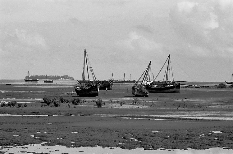 EU: Afrikaresa, Zanzibar - dhows on beach (1961), Zanzibar (Stone Town), Tanzania, 1961