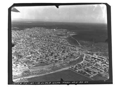 Ifpo Syrie, gouvernorat de Homs, Homs, vue aérienne oblique, Homs, 1933